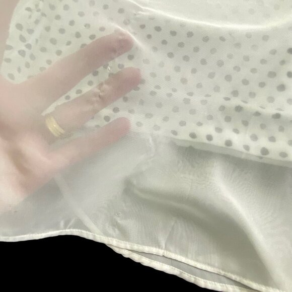 CHICO'S Women Top Sz 2X White Short Wide Sleeves Polka Dot Sheer Overlay 50-4 - Picture 10 of 16
